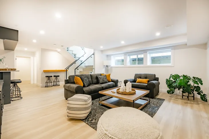 Finished basement living area