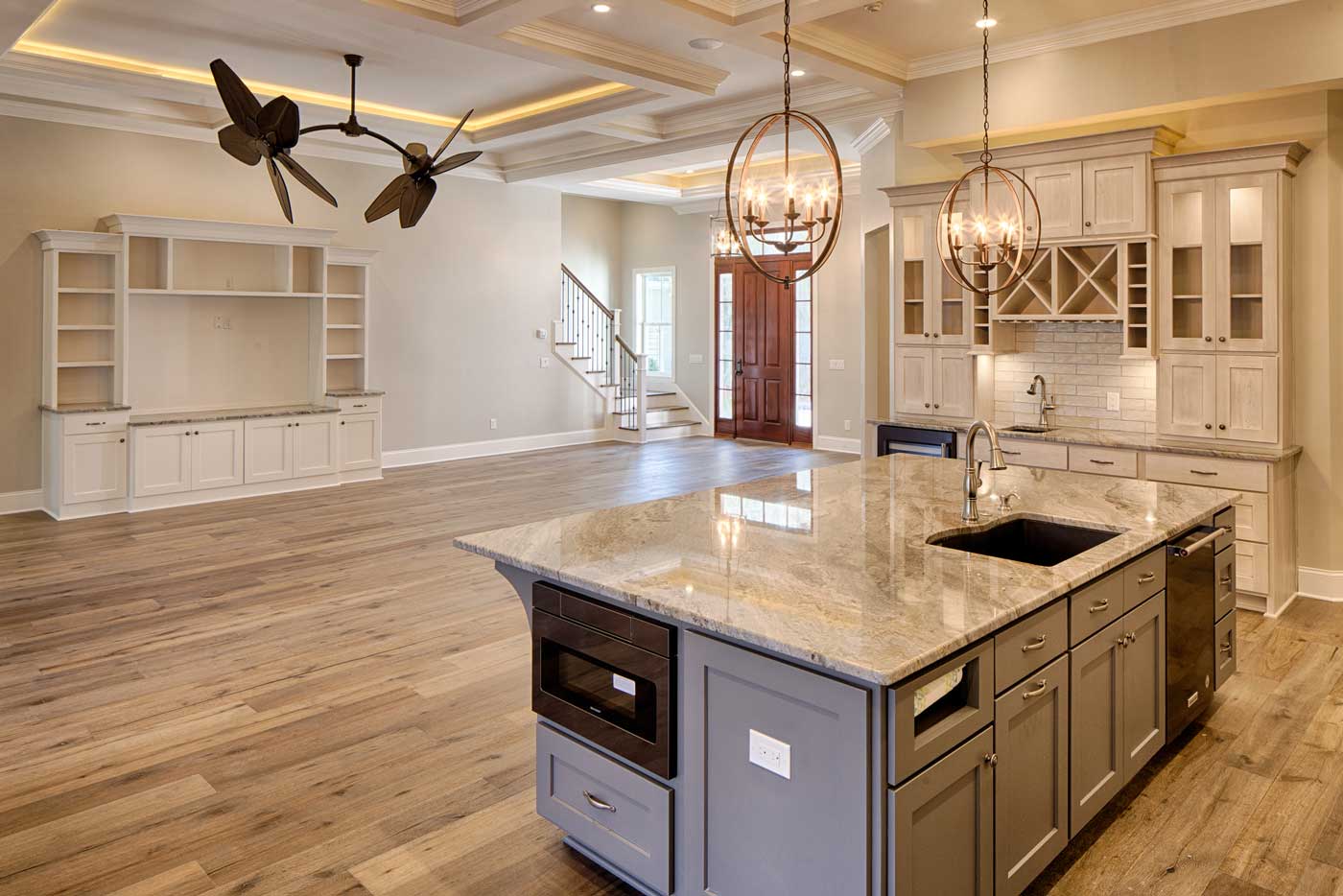 Open-concept kitchen with island